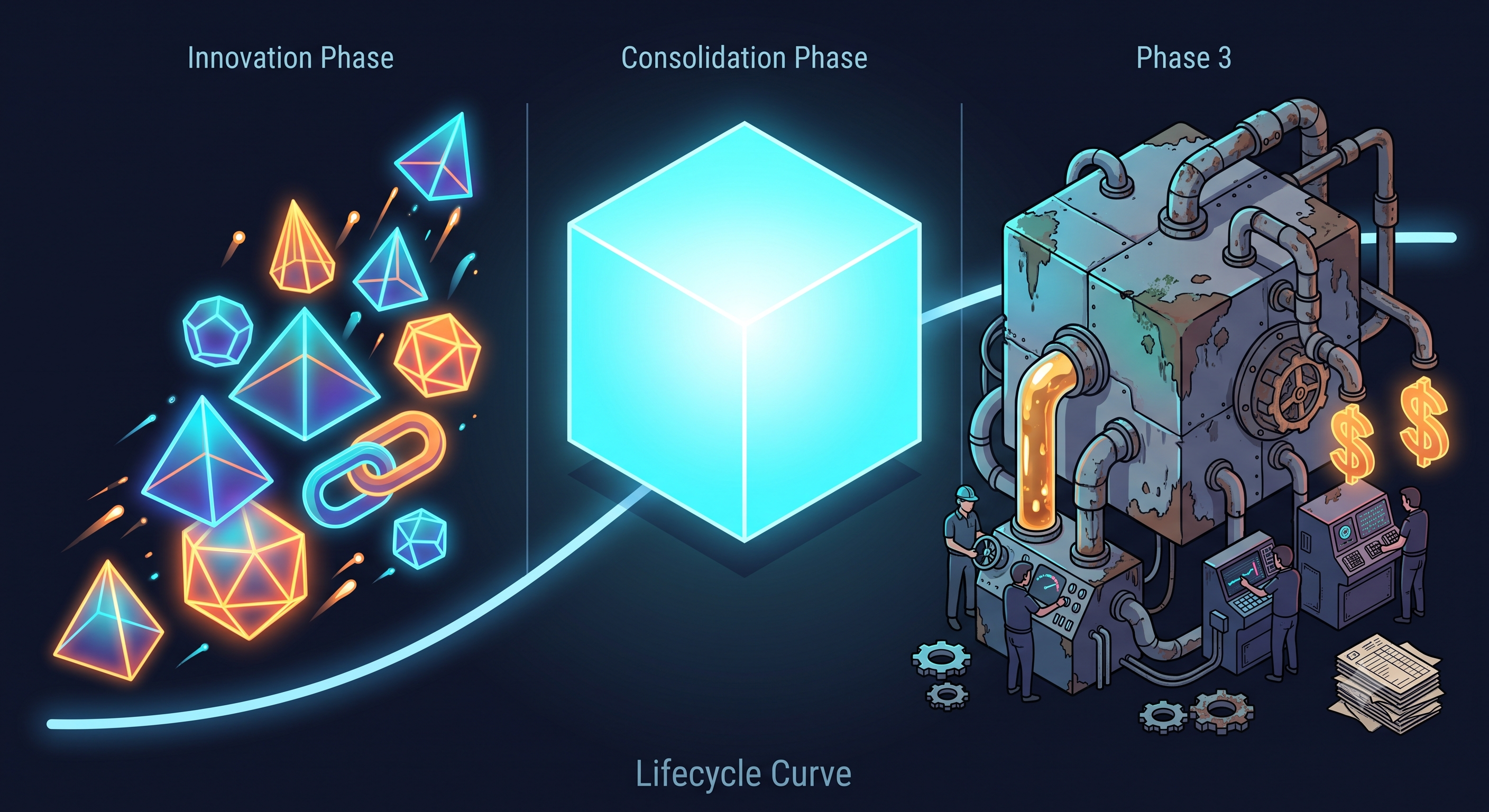 The three phases of architectural and economic decay in tech companies