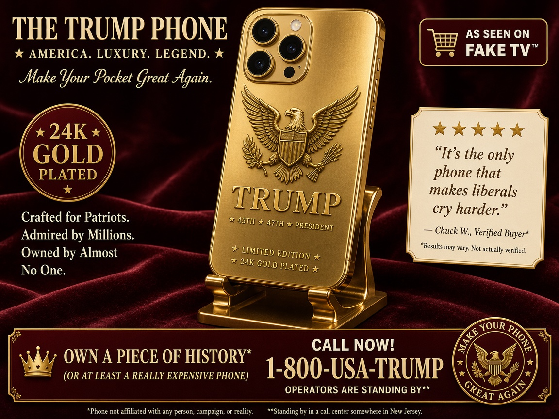 Satirical gold Trump-branded smartphone